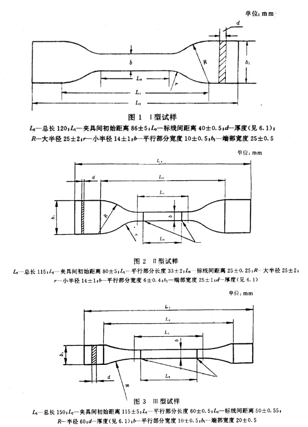 啞鈴形試樣尺寸圖