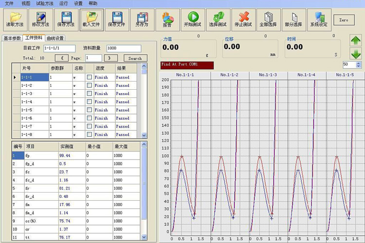 荷重曲線儀軟件界面